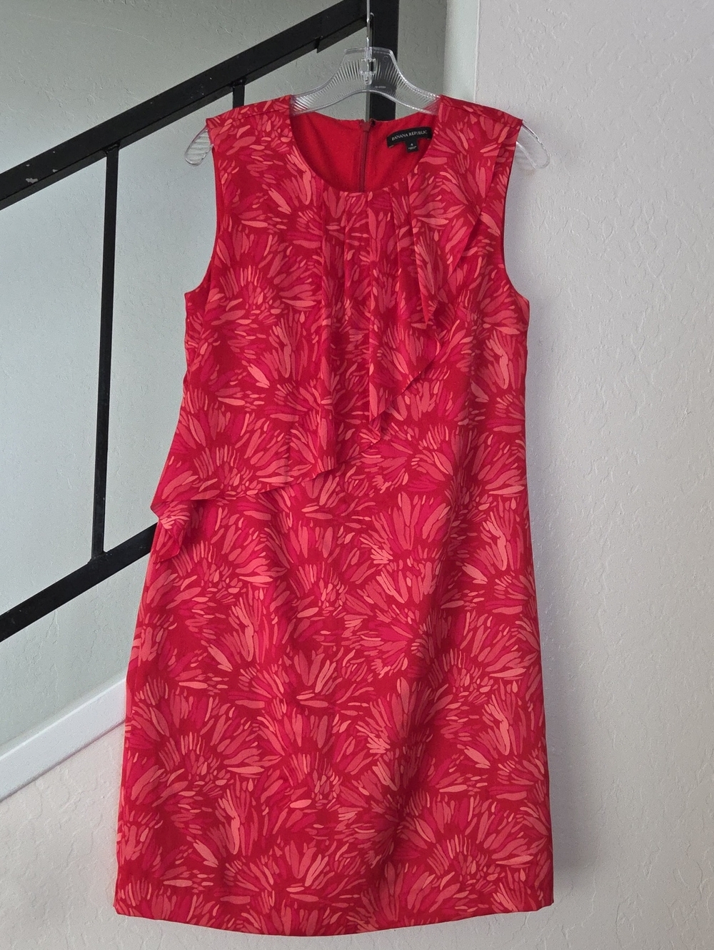 Banana Republic Pink-Red Floral Sleeveless Midi Dress Size 4